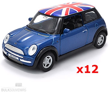 12x Blue Union Jack Mini Cooper Model Car UK