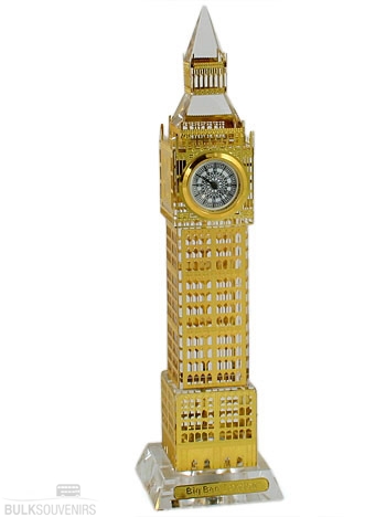 17cm Light Up Gold Plated Crystal Big Ben Clock