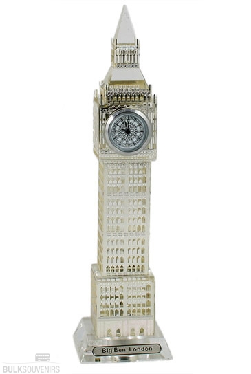 17cm Light Up Silver Plated Crystal Big Ben Clock