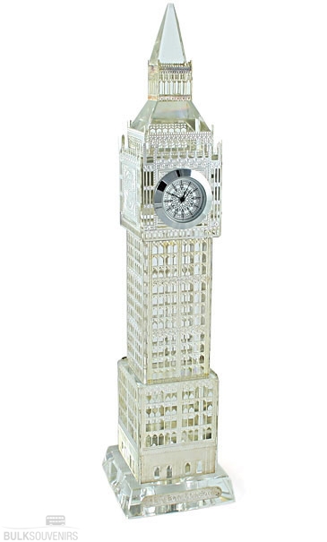 22cm Light Up Silver Plated Crystal Big Ben Clock