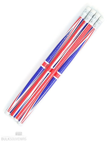 12x Packs of 4 Union Jack Pencils Wholesale Souvenirs