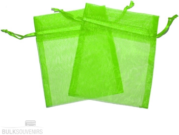 12x Emerald Green Drawstring Organza Gift Bags 9 x 7cm