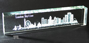 Large Laser Art Crystal London Skyline Paperweight