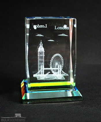 London Collage Crystal with Glass Base