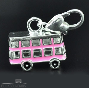 12x London Souvenir Pink Enamel Bus Charms