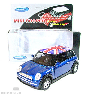 Pullback Dark Blue Union Jack Mini Cooper Model Car