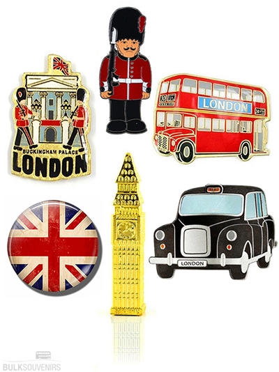 Set of Six Metal London Souvenir Fridge Magnets