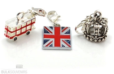 Set of Three Enamelled Metal London Souvenir Charms