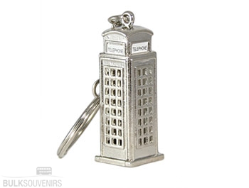 12x Silver Metal Telephone Box Keyrings