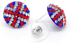 12 Pairs of Union Jack Rhinestone Earrings