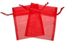 12x Red Organza Gift Bags 9 x 7cm