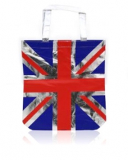 UK Metallic Silver Union Jack Shopping Bag