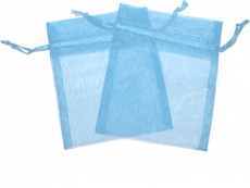 12x Baby Blue Organza Gift Bags 9 x 7cm