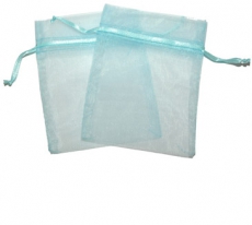 12x Turquoise Blue Organza Gift Bags 9 x 7cm