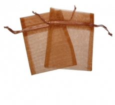 12x Chocolate Organza Drawstring Gift Bags 9 x 7cm