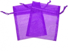 12x Purple Organza Gift Bags 9 x 7cm