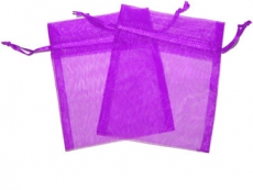 12x Violet Organza Drawable Gift Bags 9 x 7cm
