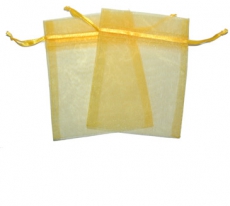 12x Yellow Organza Drawstring Gift Bags 9 x 7cm
