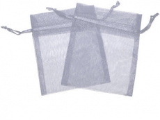 12x Silver Organza Drawable Gift Bags 9 x 7cm