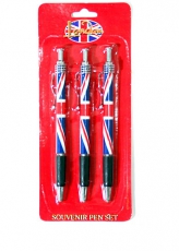 Set of 3 Union Jack Pens Wholesale Souvenirs