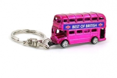 12x Die Cast Metal Pink Double Becker Bus Keyrings