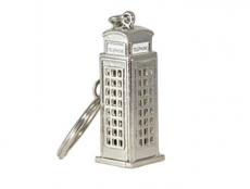 12x Silver Metal Telephone Box Keyrings