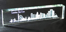 Large Laser Art Crystal London Skyline Paperweight