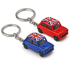 12x Die Cast Metal Union Jack Mini Cooper Keyrings