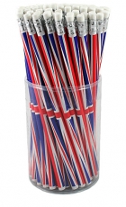 Union Jack Design 4 Packs of 4 Rubber Tipped Pencils Pencil Set LONPEN002 London Souvenir Collection 