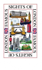 12x Sights of London Tea Towels