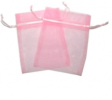 12x Pink Organza Gift Bags 9 x 7cm