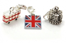Set of Three Enamelled Metal London Souvenir Charms