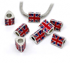 5x Union Jack Spacer Bead Charms